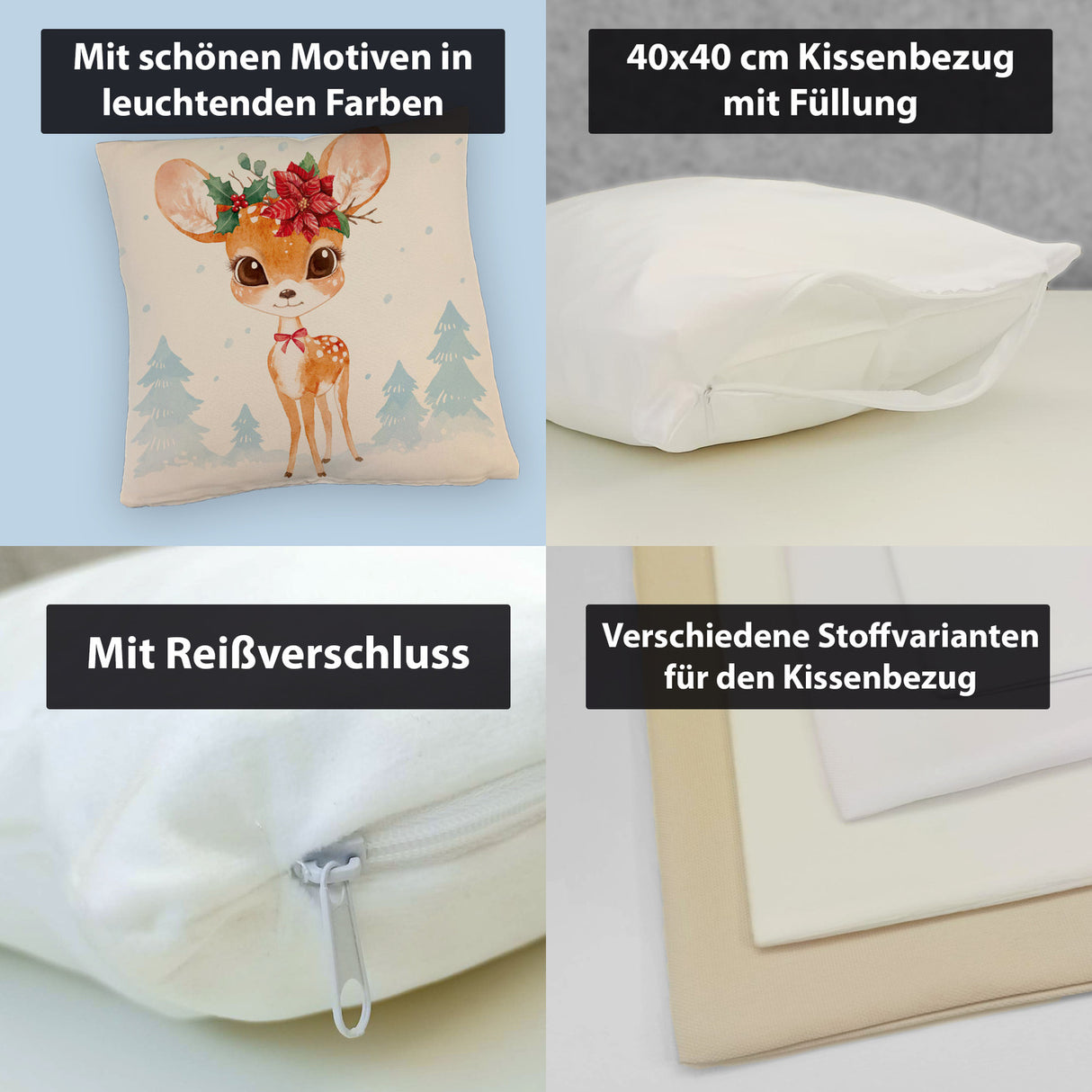 Oh deer Rehkitz Kissen im Aquarell-Stil