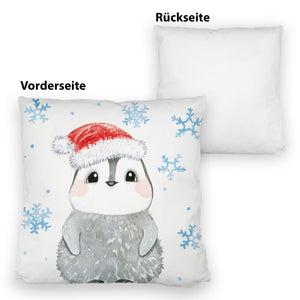Pinguin mit roter Mütze Kissen