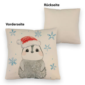 Pinguin mit roter Mütze Kissen
