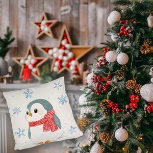 Pinguin mit roter Mütze Kissen