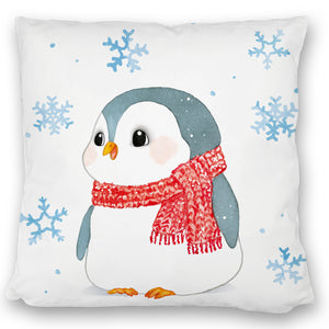 Pinguin mit roter Mütze Kissen