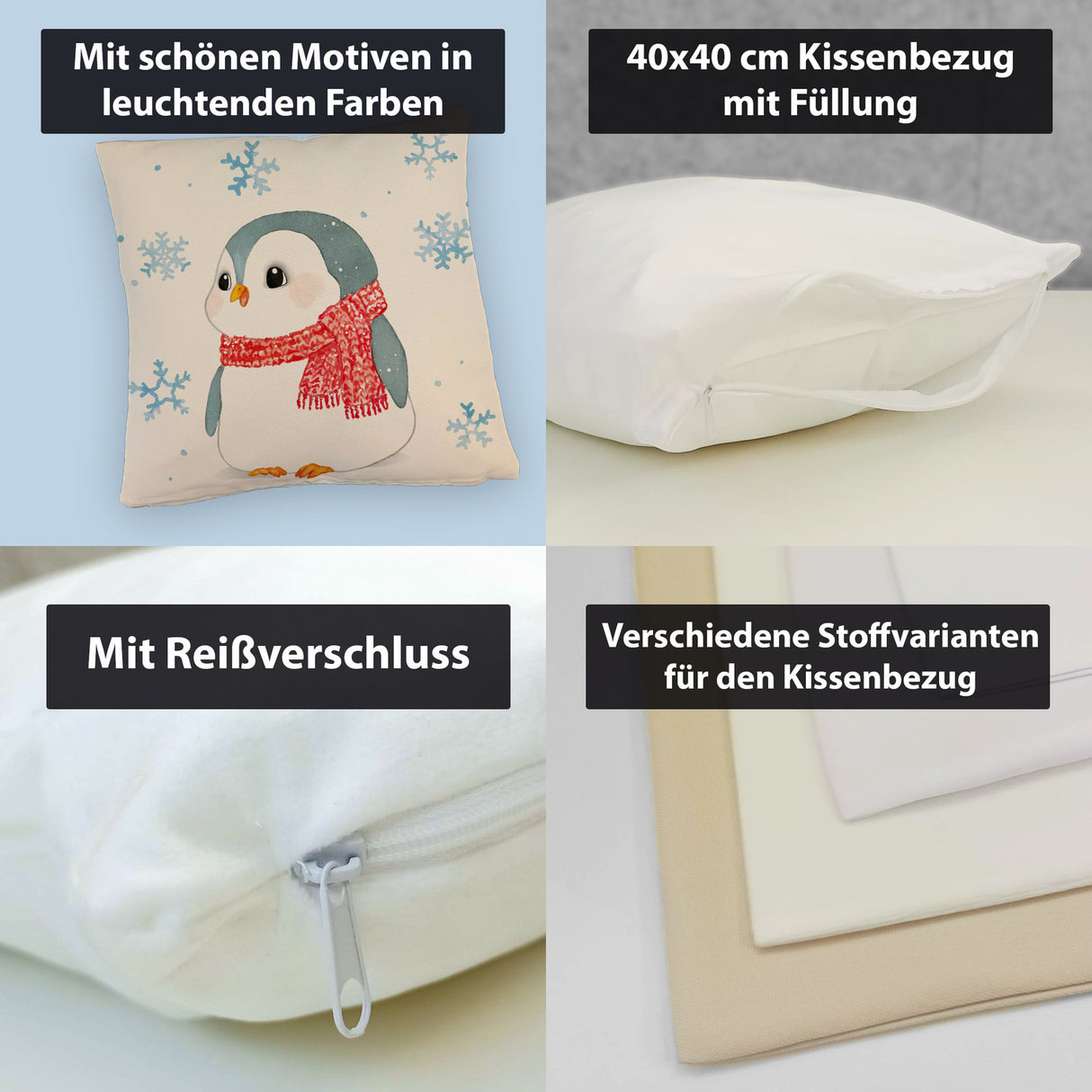Pinguin mit roter Mütze Kissen