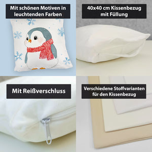 Pinguin mit roter Mütze Kissen