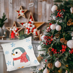 Pinguin mit roter Mütze Kissen