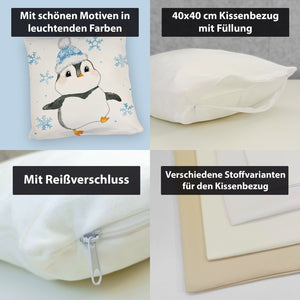Pinguin mit roter Mütze Kissen