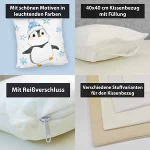 Pinguin mit roter Mütze Kissen