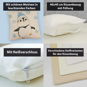 Pinguin mit roter Mütze Kissen