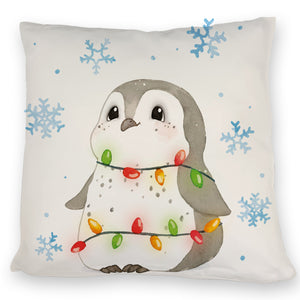 Pinguin mit roter Mütze Kissen