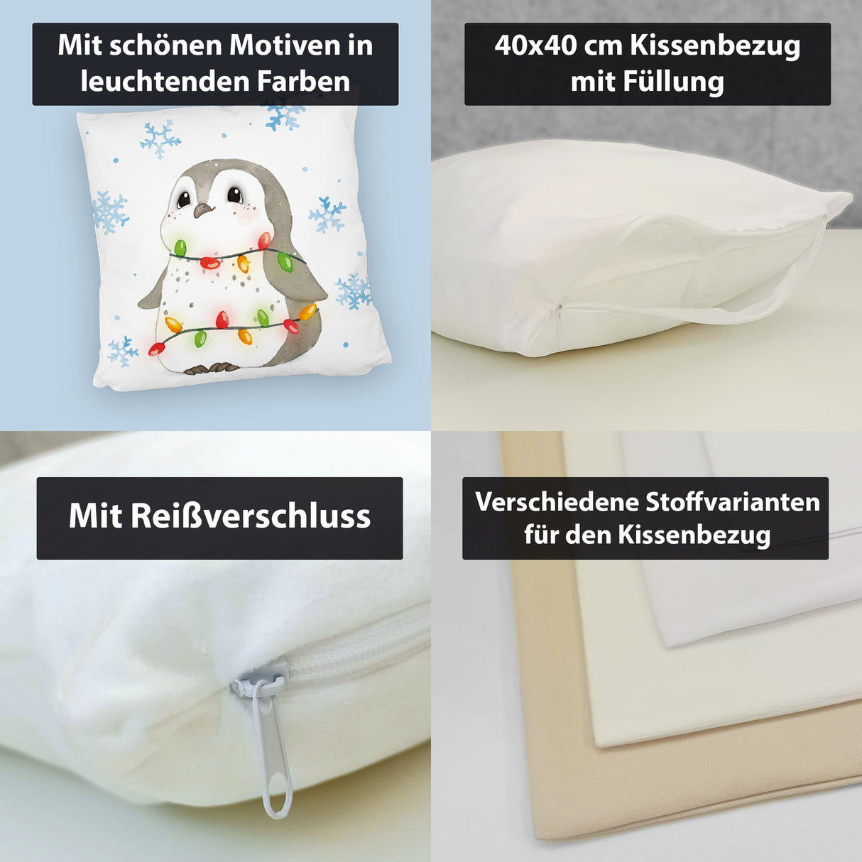 Pinguin mit roter Mütze Kissen