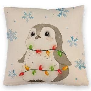 Pinguin mit roter Mütze Kissen