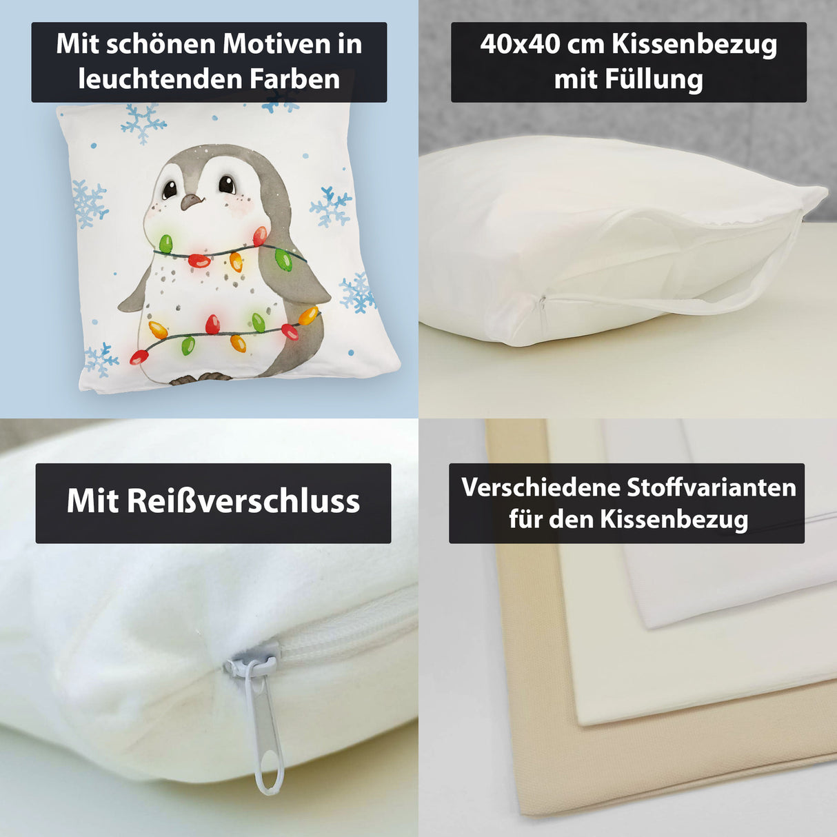 Pinguin mit roter Mütze Kissen