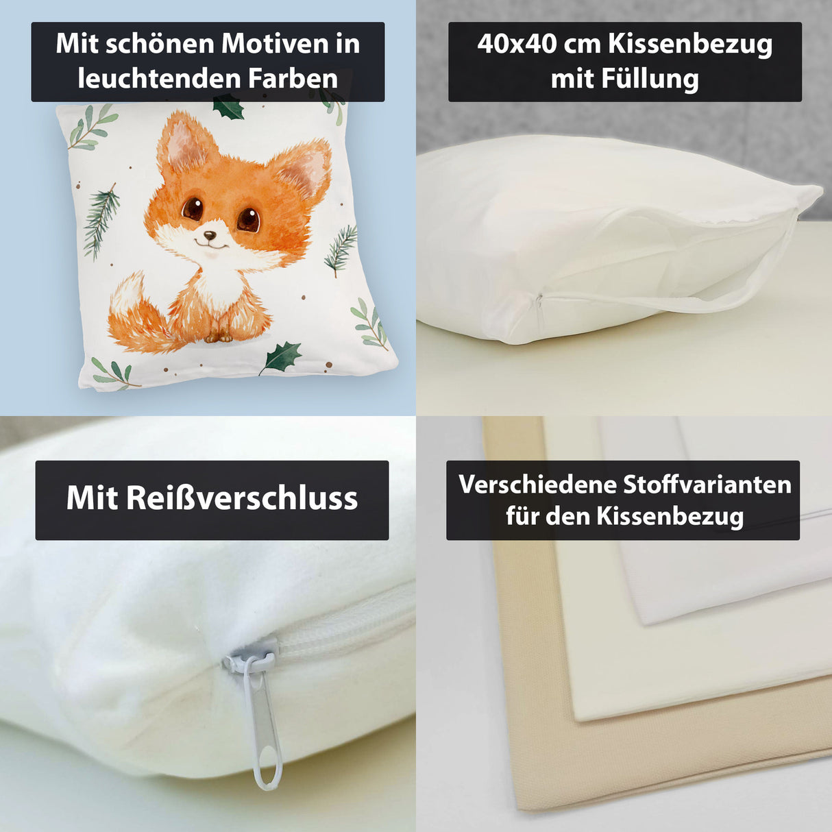 Baby Fuchs im Aquarell-Stil Kissen