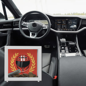Motorsport-Helm Spardose mit Siegerkranz