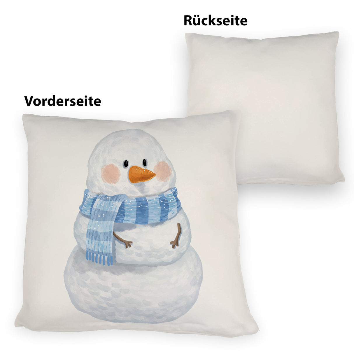 Schneemann im Wintersturm Kissen
