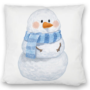Schneemann im Wintersturm Kissen