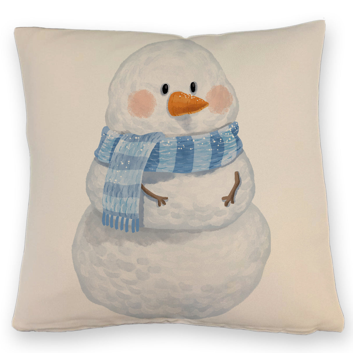 Schneemann im Wintersturm Kissen