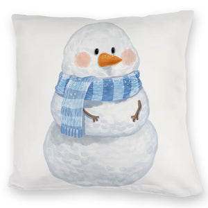 Schneemann im Wintersturm Kissen