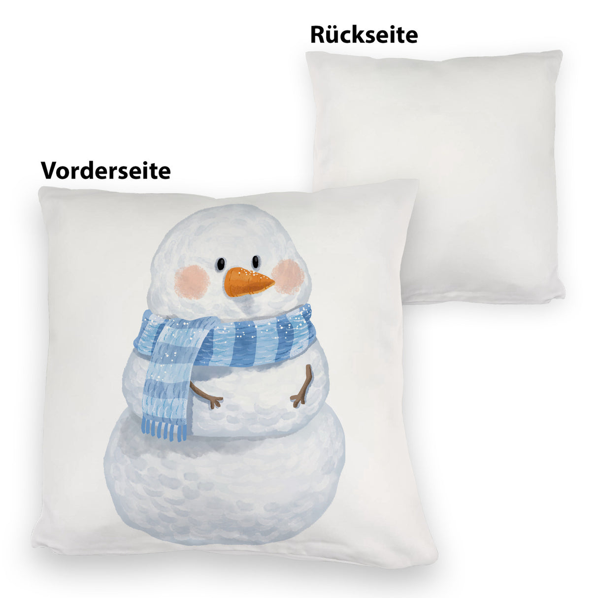 Schneemann im Wintersturm Kissen