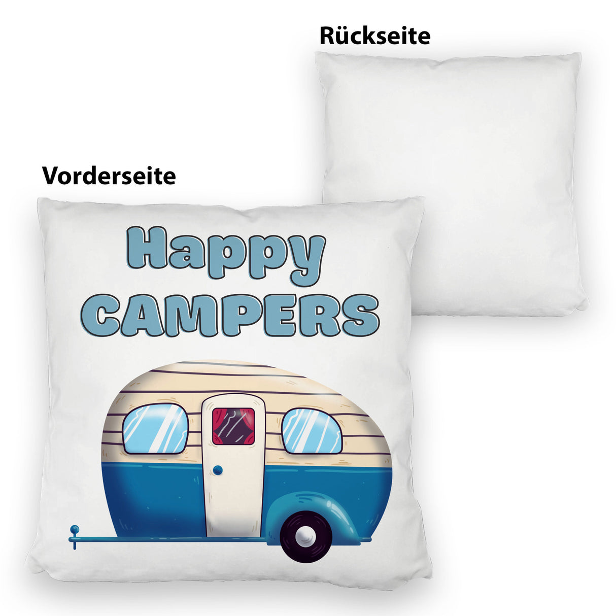 Wohnwagen Kissen mit Spruch Happy Campers