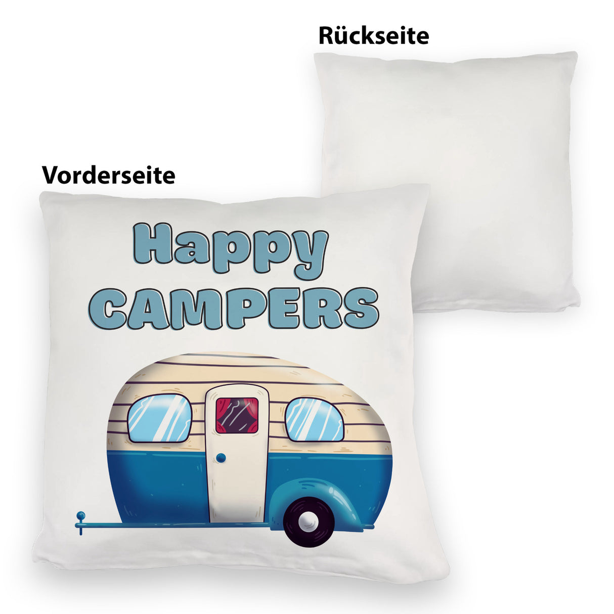 Wohnwagen Kissen mit Spruch Happy Campers