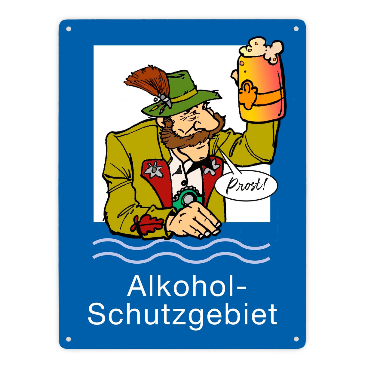 Alkoholschutzgebiet Metallschild in 15x20 cm mit lustiger Grafik