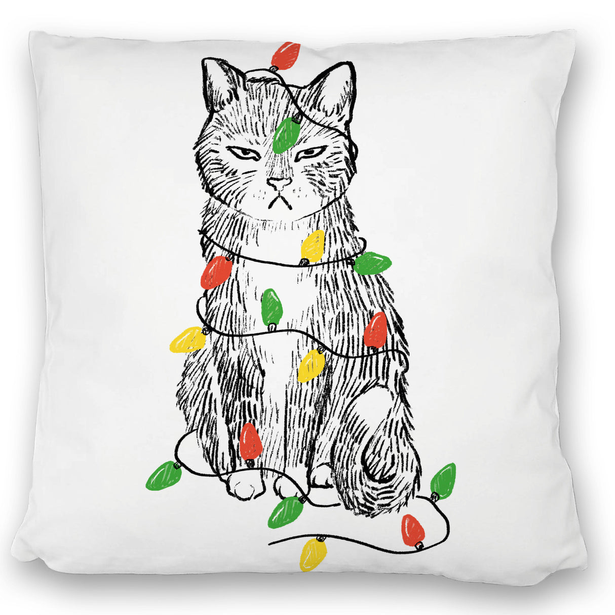Katze mit Lichterkette Kissen