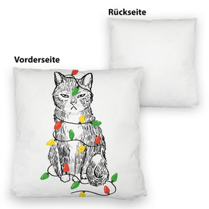 Katze mit Lichterkette Kissen
