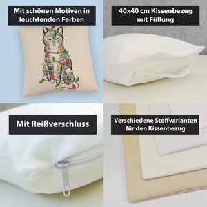 Katze mit Lichterkette Kissen