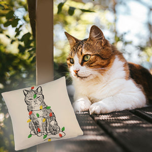 Katze mit Lichterkette Kissen