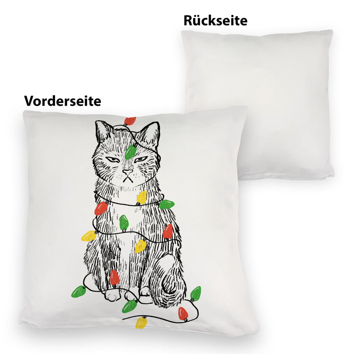Katze mit Lichterkette Kissen