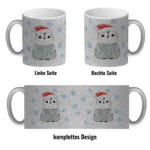 Pinguin mit Weihnachtsmütze Kaffeebecher
