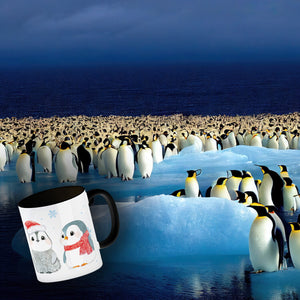 Pinguin Familie in Weihnachtsstimmung Kaffeebecher