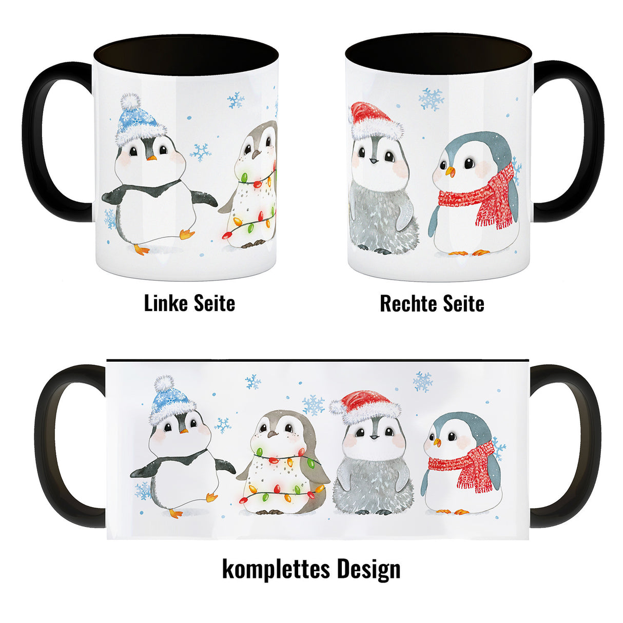 Pinguin Familie in Weihnachtsstimmung Kaffeebecher