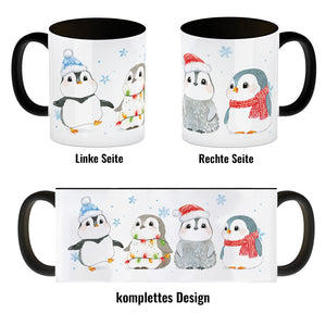 Pinguin Familie in Weihnachtsstimmung Kaffeebecher