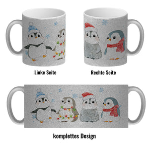 Pinguin Familie in Weihnachtsstimmung Kaffeebecher