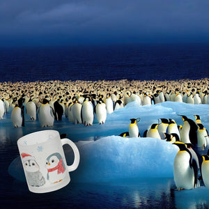 Pinguin Familie in Weihnachtsstimmung Kaffeebecher