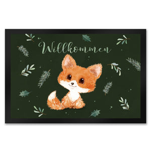 Baby Fuchs Fußmatte in 35x50 cm mit Spruch Willkommen