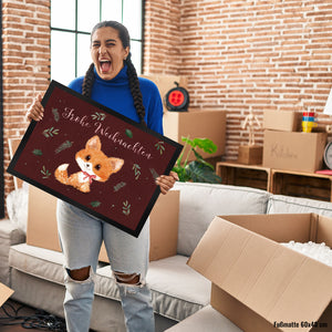 Baby Fuchs Fußmatte in 35x50 cm mit Spruch Willkommen