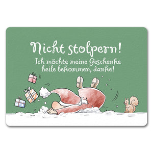 Nicht stolpern Fußmatte in 35x50 cm mit Weihnachtswichtel