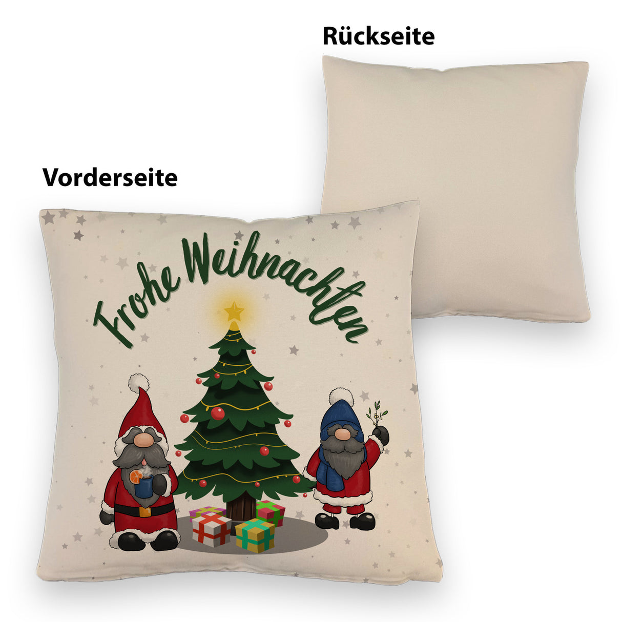 Weihnachtswichtel Kissen mit Spruch Frohe Weihnachten