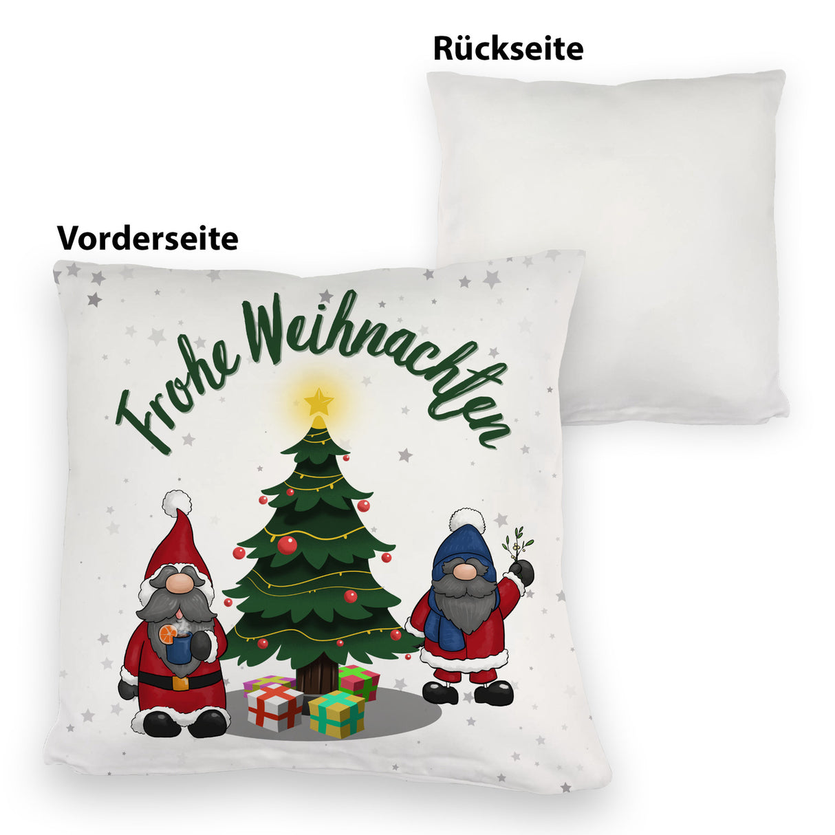Weihnachtswichtel Kissen mit Spruch Frohe Weihnachten