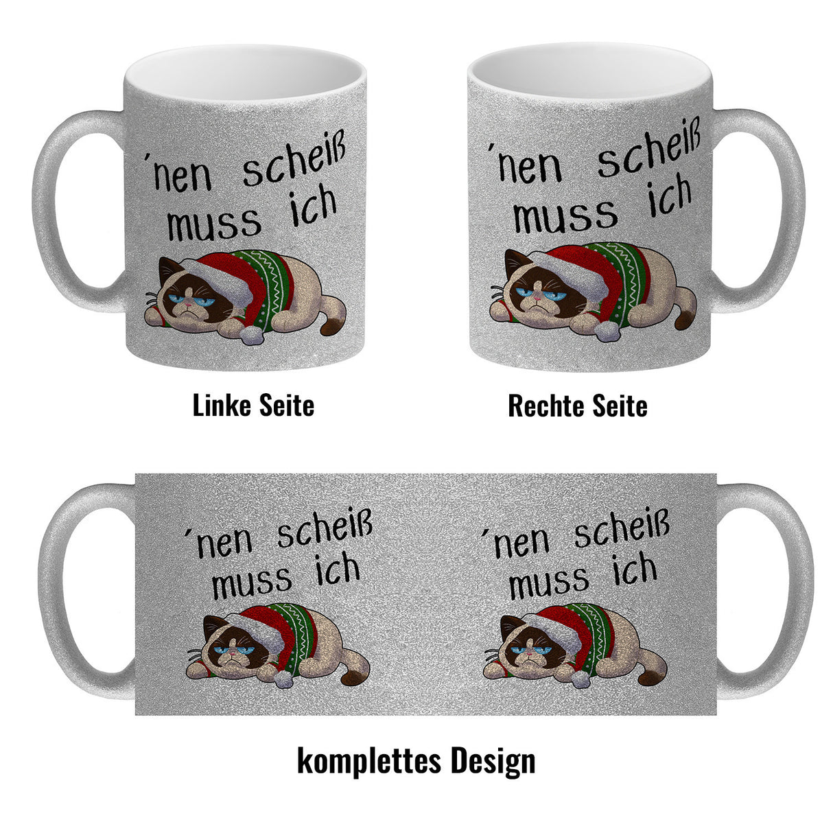 Genervter Kater Kaffeebecher mit Spruch nen scheiß muss ich