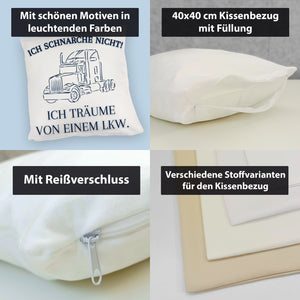 LKW Kissen mit Spruch Ich schnarche nicht