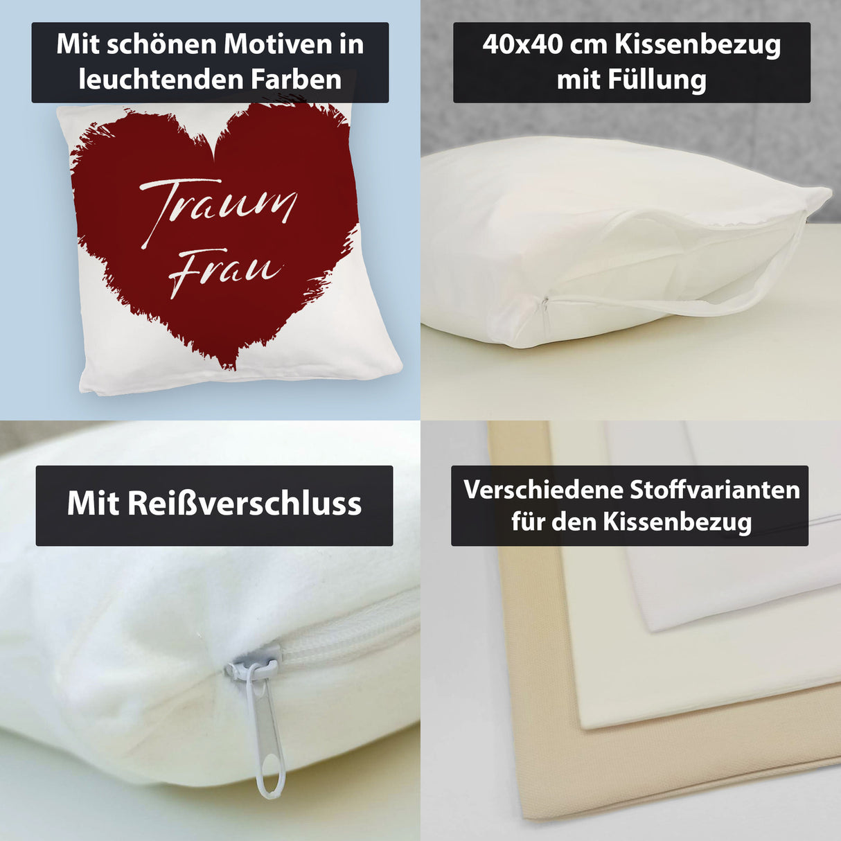 Traumfrau Kissen mit rotem Herz