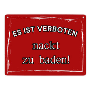Es ist verboten nackt zu baden Metallschild in 15x20 cm