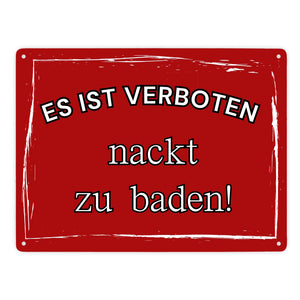 Es ist verboten nackt zu baden Metallschild in 15x20 cm