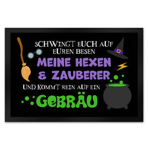 Hexenkessel Halloween Fußmatte mit Spruch- Kommt Hexen & Zauberer auf ein Gebräu