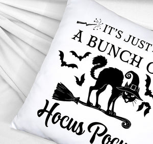 Schwarze Katze Halloween Kissen mit Spruch A Bunch of Hocus Pocus