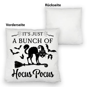 Schwarze Katze Halloween Kissen mit Spruch A Bunch of Hocus Pocus