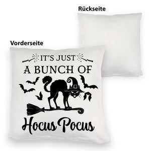 Schwarze Katze Halloween Kissen mit Spruch A Bunch of Hocus Pocus